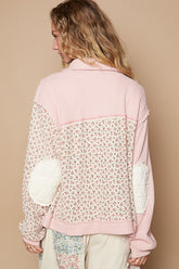 POL Floral Exposed Seam Button Up Quilted Jacket